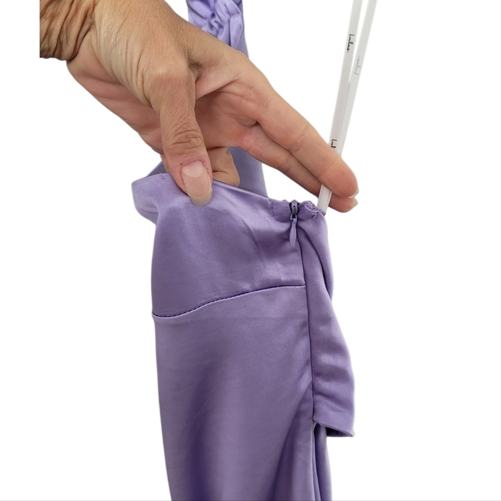 🆕️ Lulus Perfectly Sleek Lavender Satin Halter Slip Midi Dress - Picture 8 of 16